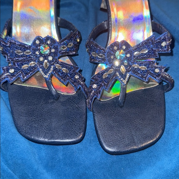 Her Party Collection Elegant blue Beaded Heels size 39 with ombré blue heel. - Picture 3 of 7